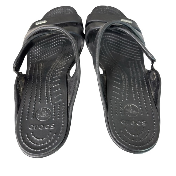 Crocs Cyprus IV Sandals 14558 Black Slip On Block Heel Pumps Womens Shoe Size 11 - Picture 8 of 10